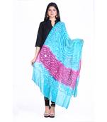 Green cotton embellished bandhej dupatta