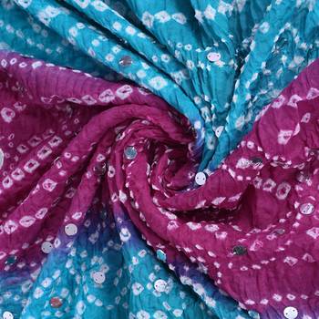 Green cotton embellished bandhej dupatta 3