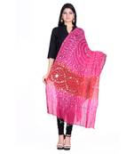 Pink cotton embellished bandhej dupatta