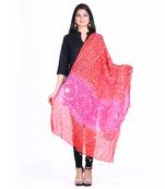 Red cotton embellished bandhej dupatta