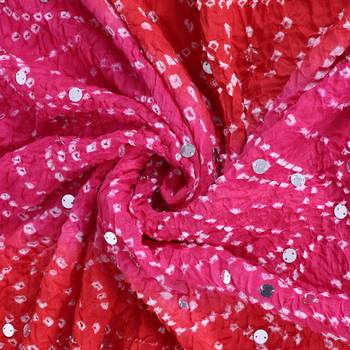 Red cotton embellished bandhej dupatta 3