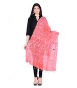 Orange cotton embellished bandhej dupatta