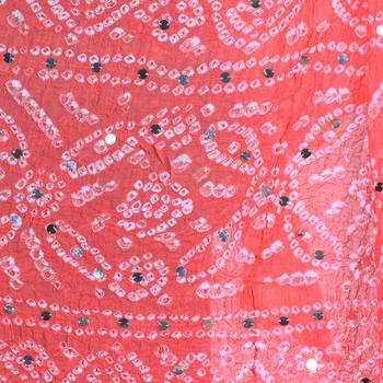 Orange cotton embellished bandhej dupatta 2