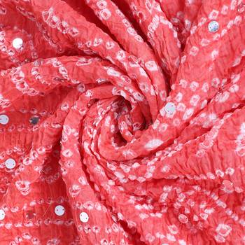 Orange cotton embellished bandhej dupatta 3