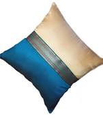 Mulberry Silk Cushions with applique patterns - Peacock Blue & Beige