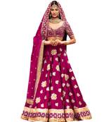 Pink net embroidered unstitched lehenga choli