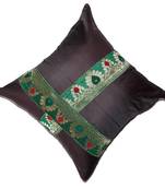 Mulberry Silk Cushions with applique patterns - Dark Brown