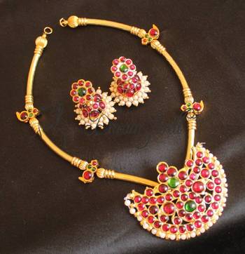 Beautiful Very Unique Temple Jewel Necklace Set  1