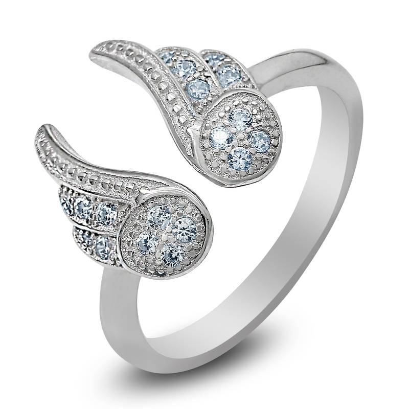 Silver Angel Wings Ring With CZ Stones OM JEWELLS 1241373