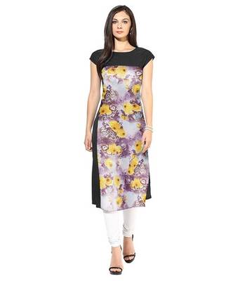 Multicolor printed crepe stitched kurti 1