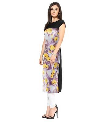 Multicolor printed crepe stitched kurti 2