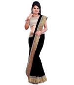 black printed faux georgette saree With Blouse