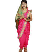 Pink Plain Art Silk Chanderi Nauvari Saree