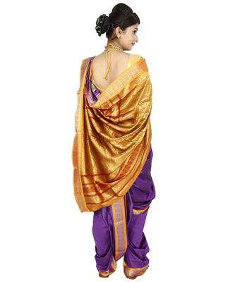 Purple Plain Cotton Silk Nauvari Saree 2