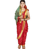Maroon Plain Art Silk Chanderi Nauvari Saree