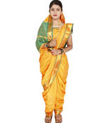 Yellow Plain Art Silk Chanderi Nauvari Saree
