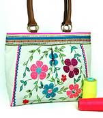White Floral Embroidered Shopper