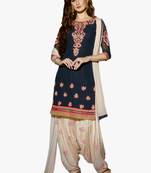 Indian Designer Bollywood Partywear Navy Blue Salvar Kameez Unstitched Dress Material MFab_A3
