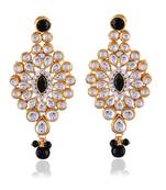 Youthful Black Stone Kundan Gold Finishing Dangle Earrings