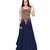 Blue net embroidered semi stitiched gown with dupatta