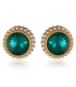 Green Stone Pearl Fancy Stud Gold Finishing Tops