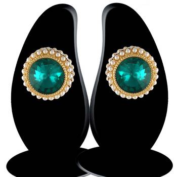Green Stone Pearl Fancy Stud Gold Finishing Tops 3