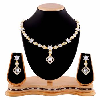 Elegent Design White Stone Gold Finishing Necklace Set 1