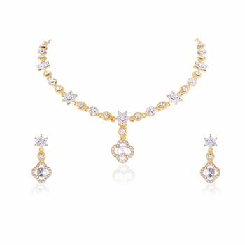 Elegent Design White Stone Gold Finishing Necklace Set 2