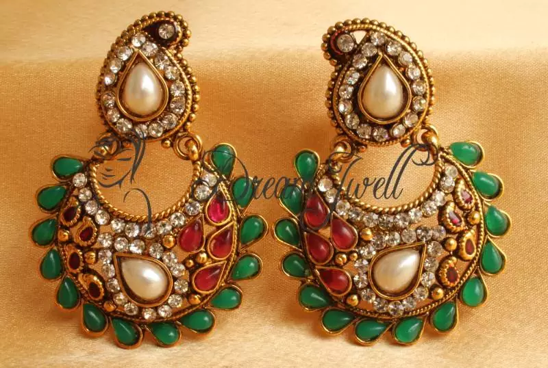 Beautiful Antique Kemp  Green Mango Earrings