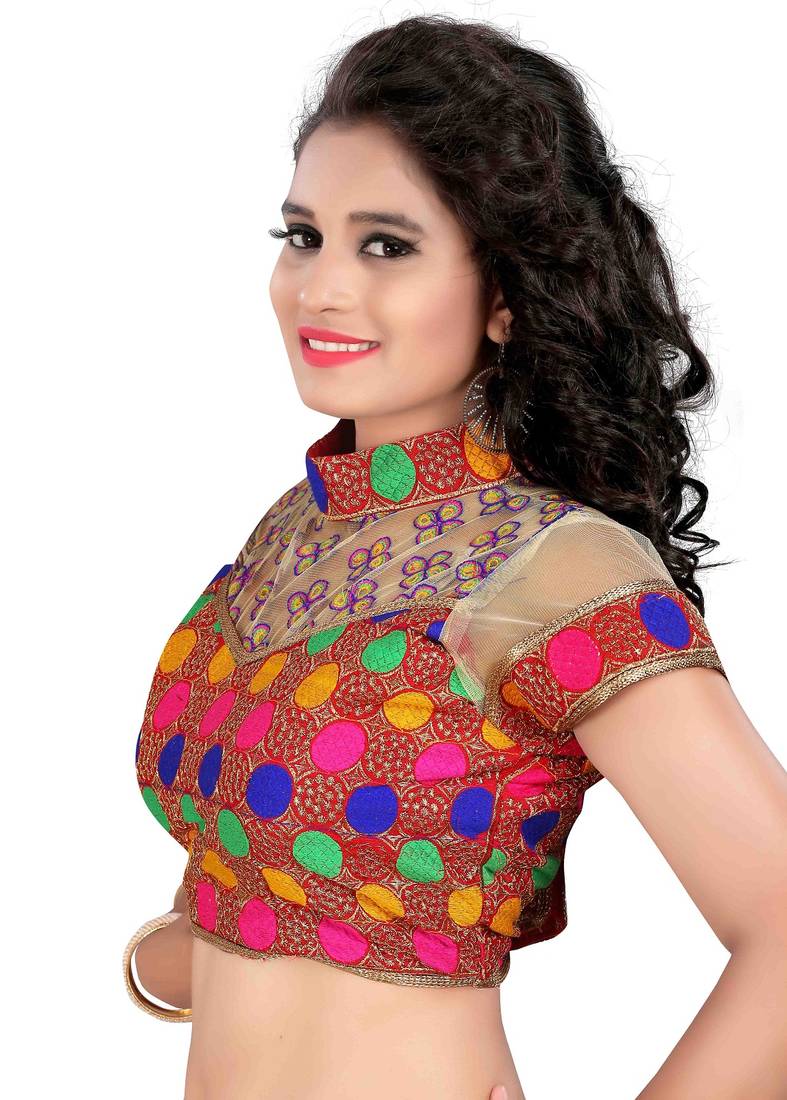 Multicolor cotton plain stitched readymade-blouse