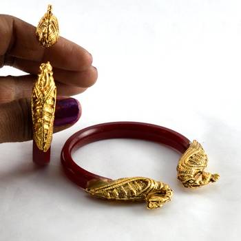 Acrylic Stretchable Bangles 21Cut Colour Red 2