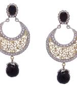 Antique Victorian Black Pearls Chand Bali 