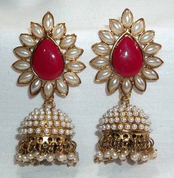 Aashiqui 2 earrings Maroon polki pearls jhumka Earrings 1
