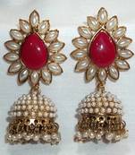 Aashiqui 2 earrings Maroon polki pearls jhumka Earrings