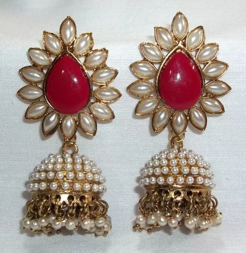 Aashiqui 2 earrings Maroon polki pearls jhumka Earrings