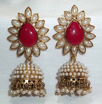 Aashiqui 2 earrings Maroon polki pearls jhumka Earrings 2