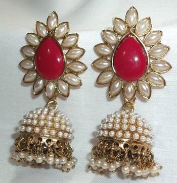 Aashiqui 2 earrings Maroon polki pearls jhumka Earrings 3