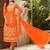 Orange embroidered georgette unstitched salwar with dupatta