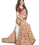 multicolor printed georgette saree With Blouse