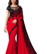 red printed georgette saree With Blouse