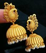 Gorgeous Matt Finish High Gold Temple Jumkas