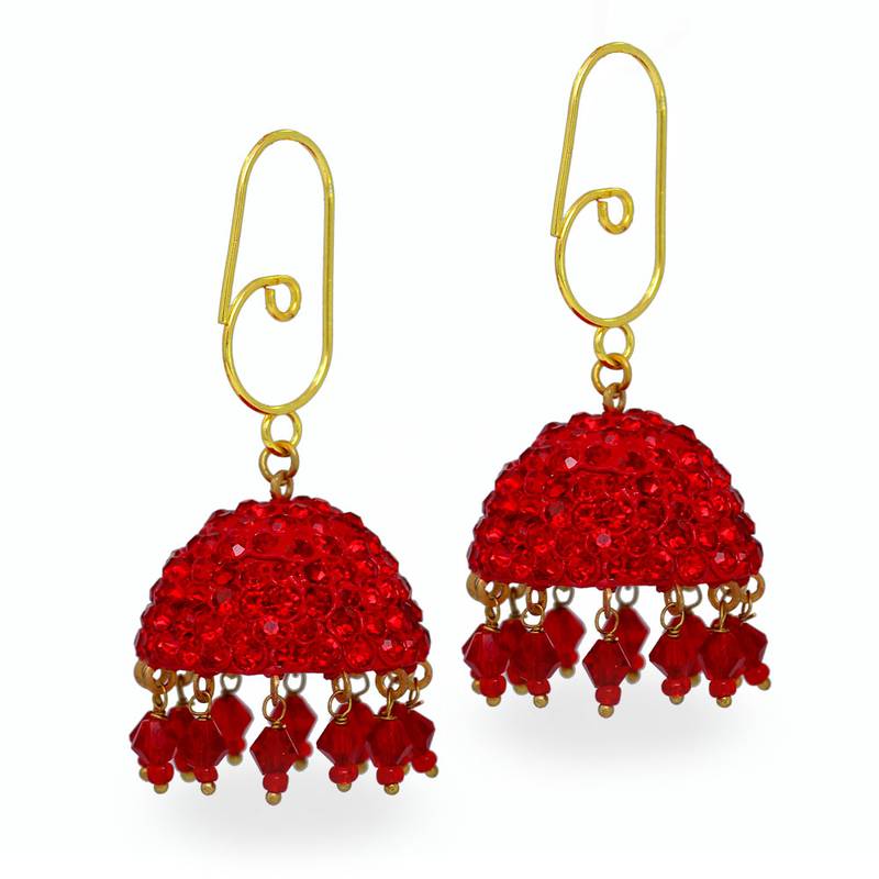 Traditio0l Red Color Handmade Rajasthani Partywear Lakh earrings