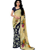 Blue printed georgette saree With Blouse