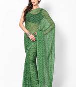 Green Bandhej Print Saree