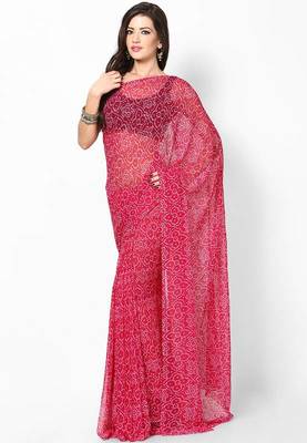 Pink Bandhej Saree Without Blouse 1