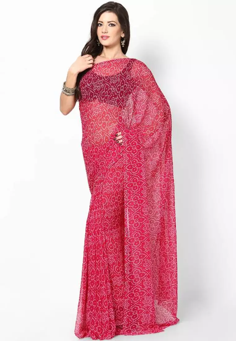 Pink Bandhej Saree