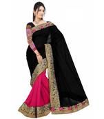Black embroidered chiffon saree With Blouse