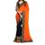 Orange and Black embroidered chiffon saree With Blouse