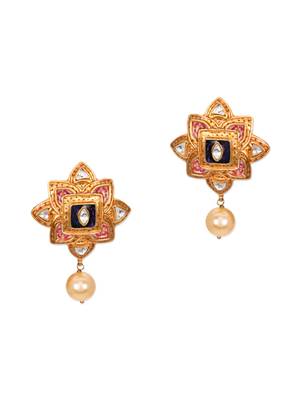Pink Lotus Meenakari And Pearls Necklace Set 2