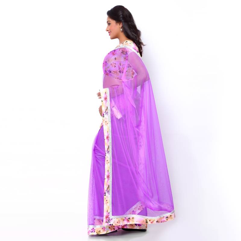 Lilac Crepe Silk Normal Drape Saree